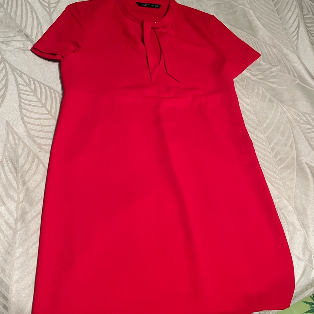 Zara Woman Red dress, tie in front at neck.  Size medium.